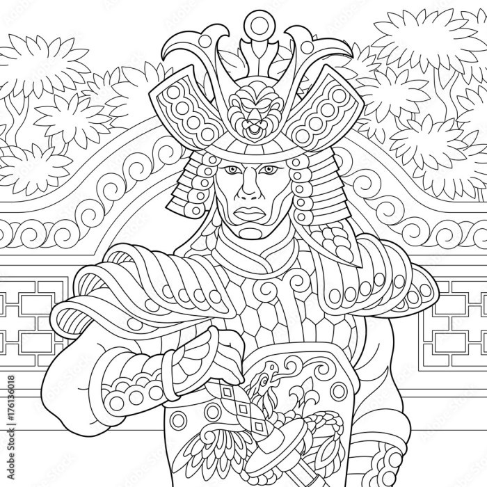 Animated samurai for coloring