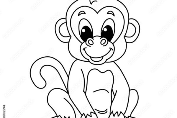 Animated monkey coloring pages