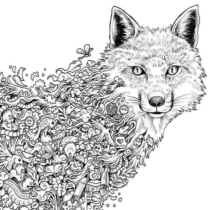 Intricate animal coloring pages