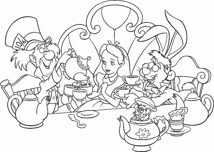 Alice in wonderland coloring pages anime