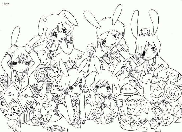 Anime easter coloring pages