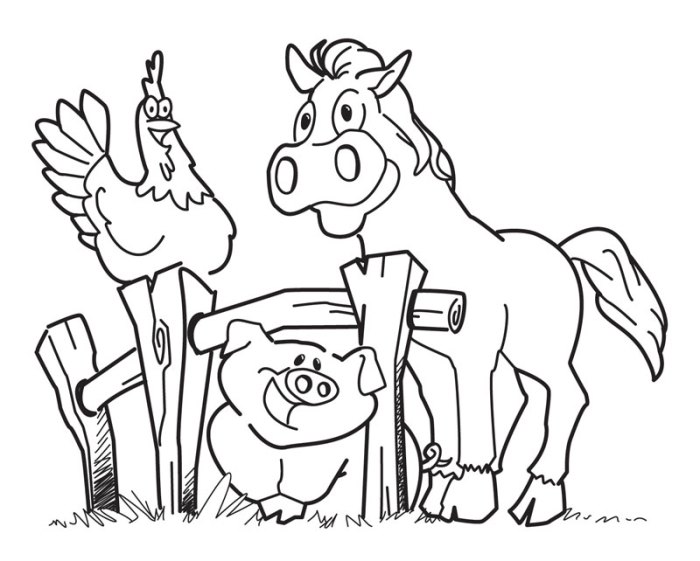 Farm animals coloring free