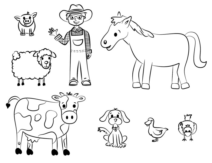 White farm animal clipart animals coloring drawing drawings pages line kids easy draw simple clip pig children cliparts cute google