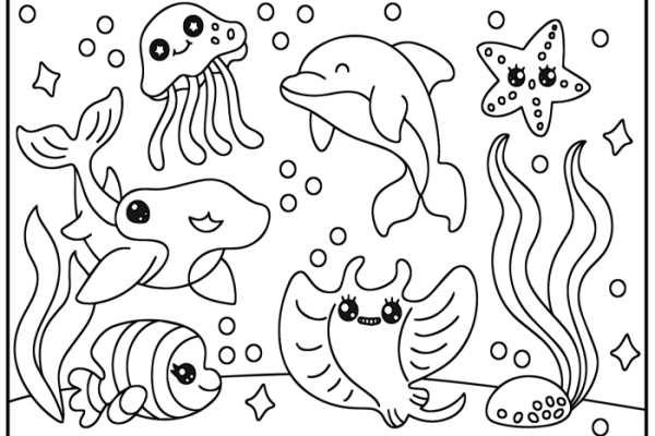 Coloring pages kawaii people combined with animals