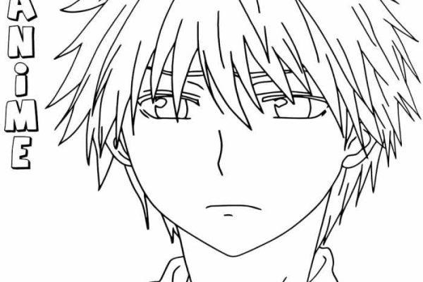 Anime child boy coloring page