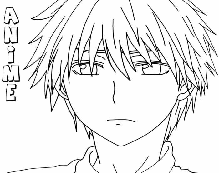 Anime child boy coloring page