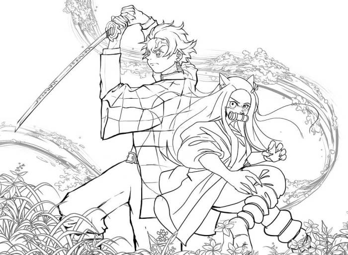 Demon slayer anime coloring pages