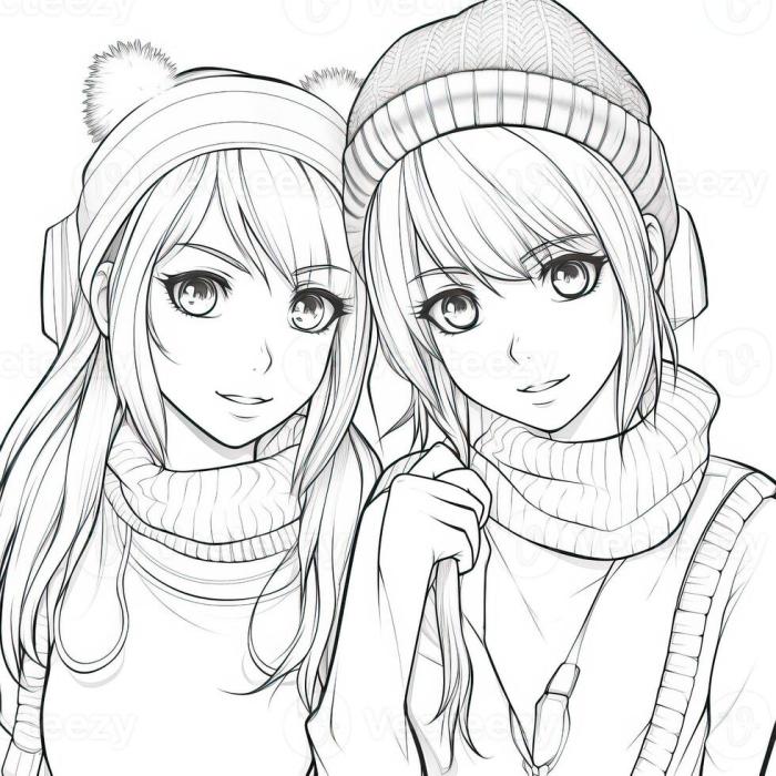 Anime best friend coloring pages