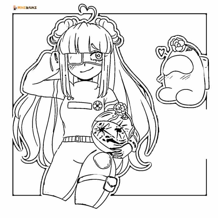 Anime among us coloring pages