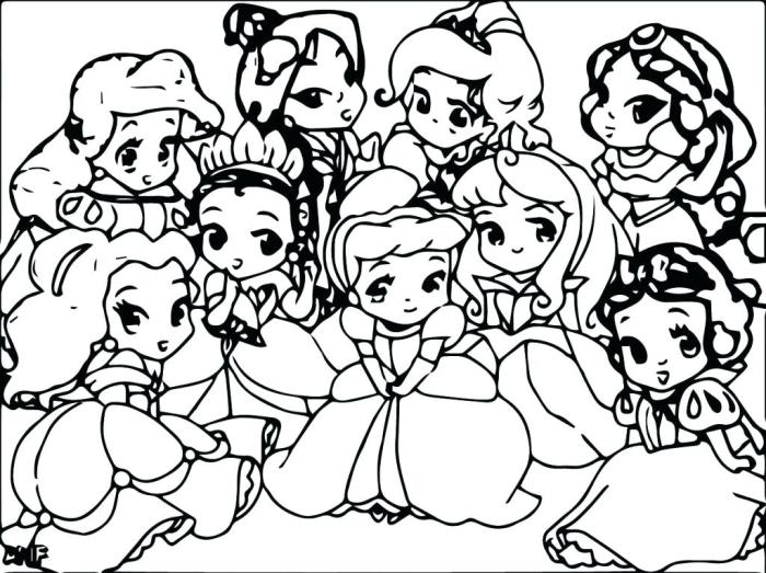 Cute disney prinses anime coloring pages