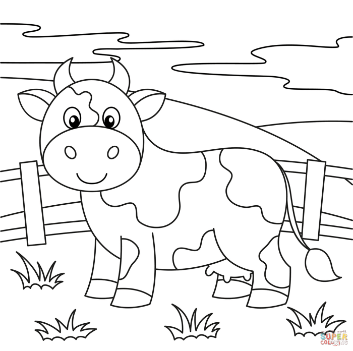 Cow animal coloring pages