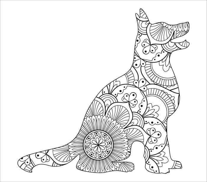 Animal coloring page with mandala