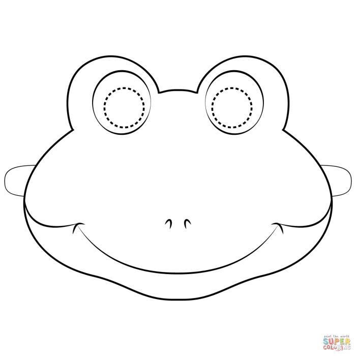 Animal face coloring simple mask frog