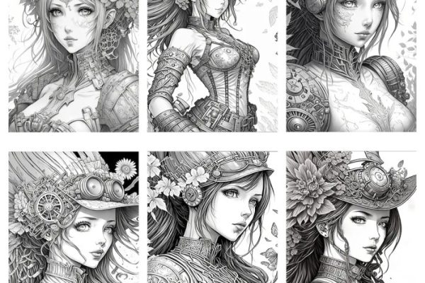 Free coloring pages of anime steampunk