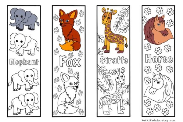 Bookmarks coloring printable pages color animal print bookmark kids adults animals colouring template book marks printables adult pdf choose board