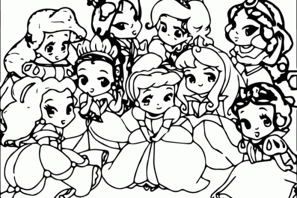 Cute disney prinses anime coloring pages