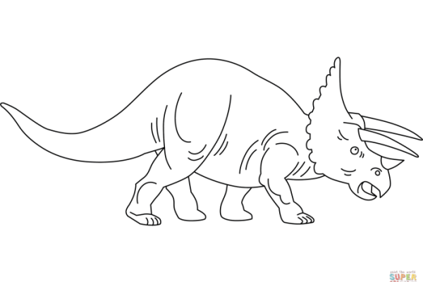 Animated dinosaur coloring pages trisauratops