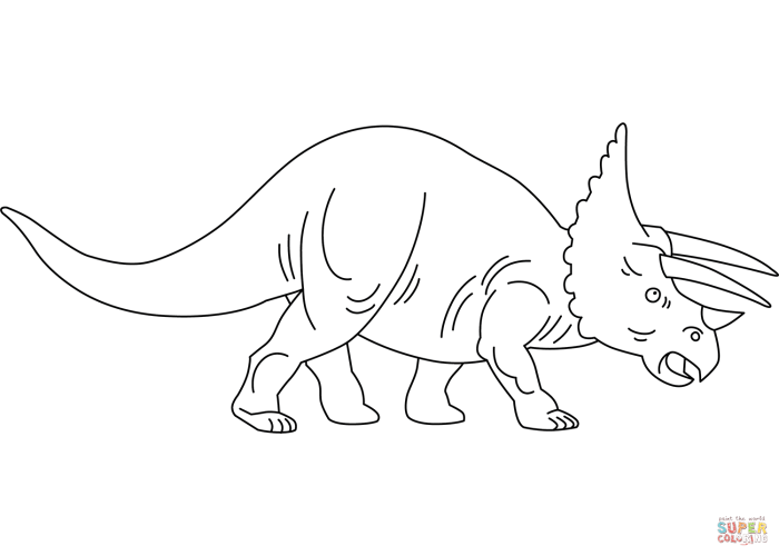 Animated dinosaur coloring pages trisauratops