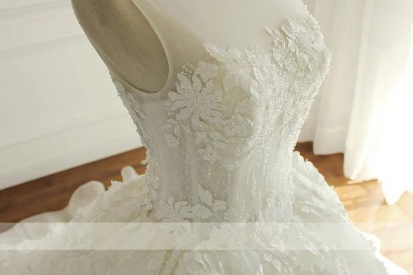 Beaded lace wedding dress