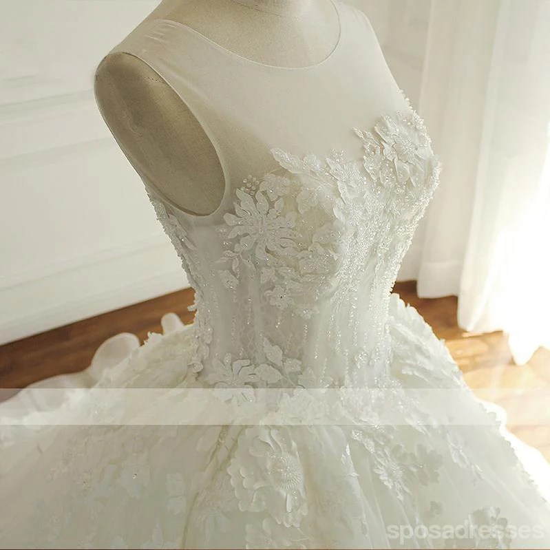 Beaded lace wedding dress