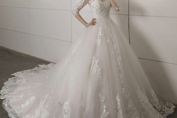 Half sleeve wedding dress