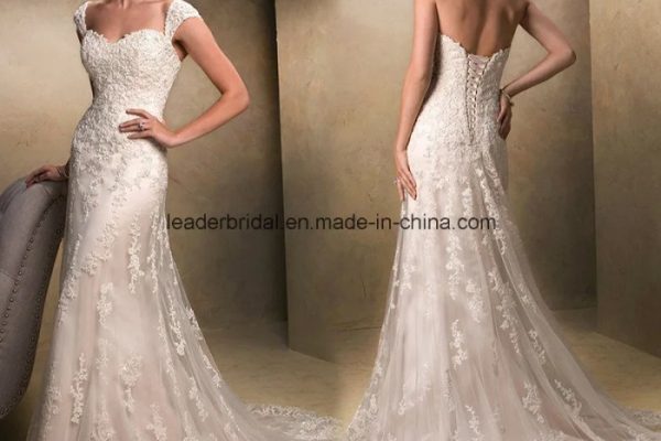 Wedding dress with cap sleeves