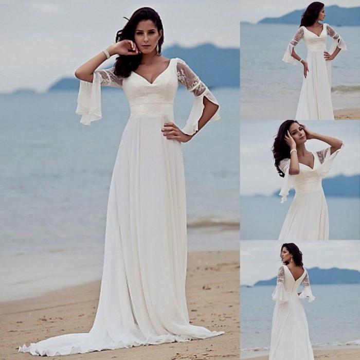 White beach wedding dresses